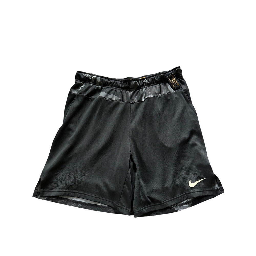 Nike Mens Dri-FIT Black Camo Trim Athletic Training Basketball Shorts Large